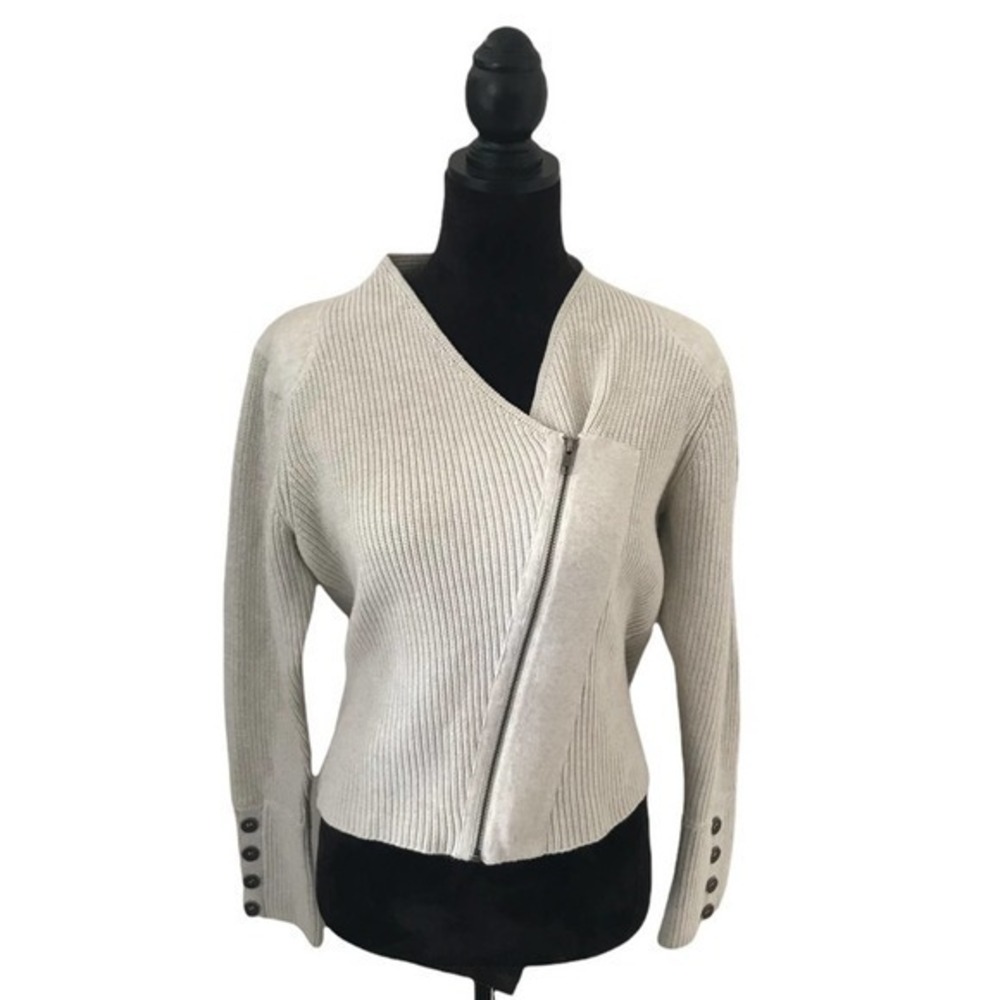 Wrap Tan Zipper Cable Sweater Size 12